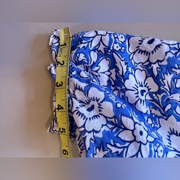 J Crew Linen-cotton blend ruffle top with puff sleeves  White/ Floral Summer XS - Picture 9 of 16